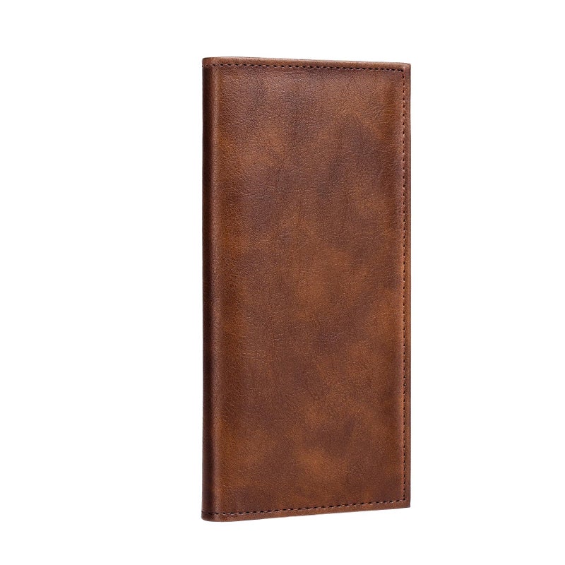 LLi Cufite Leather Checkbook Cover for Top & Side Tear Registers Duplicate Checks with Plastic Insert Flap Card Holder Pen Hoop Slim Wallet for Men Women - Image 1